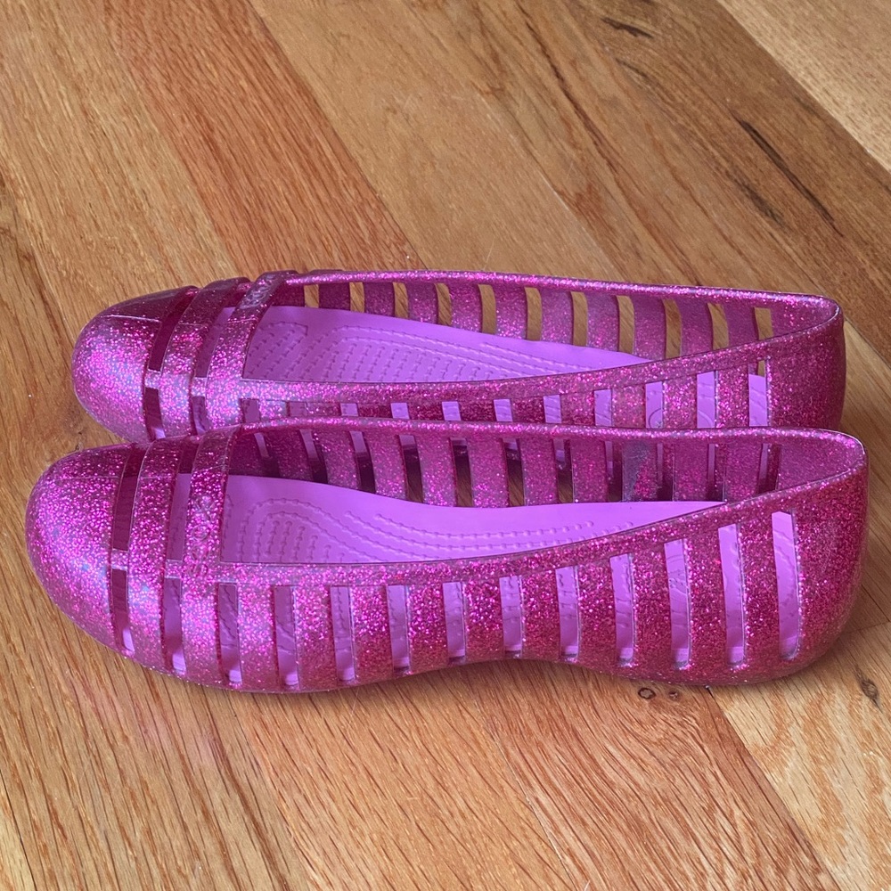 Girls Pink Adrina Crocs Size J1